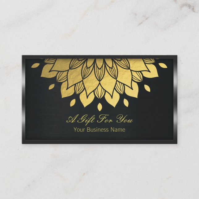 Gift Certificate Black Metal and Gold Foil Floral (Front)