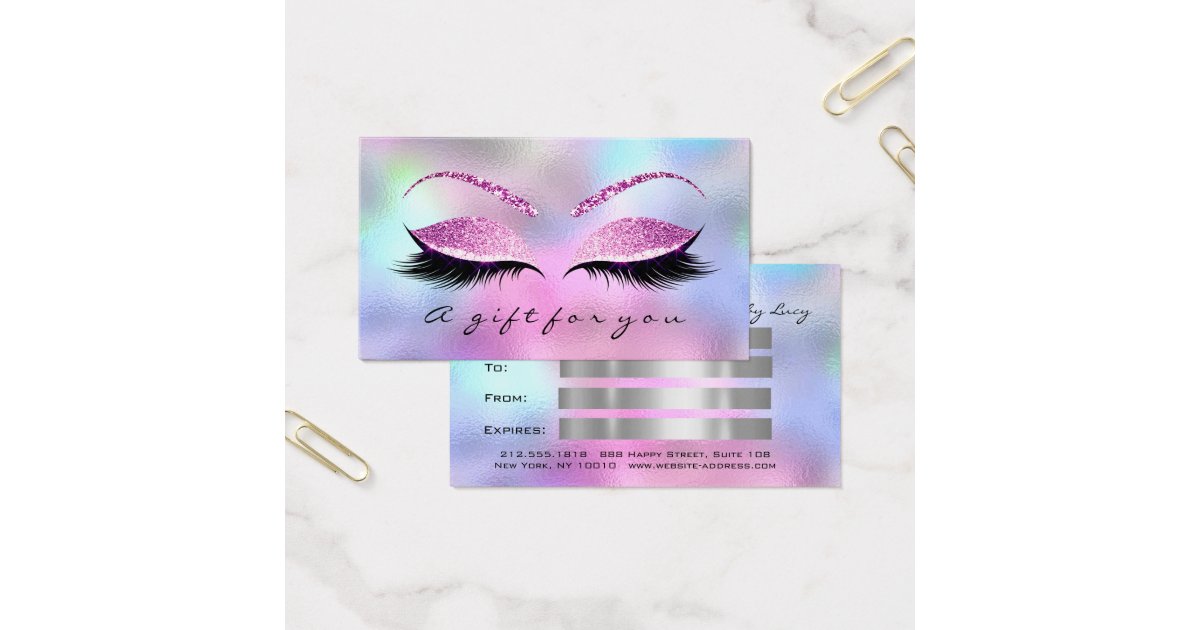 Gift Certificate Blue Pink Lash Extension Makeup Zazzle
