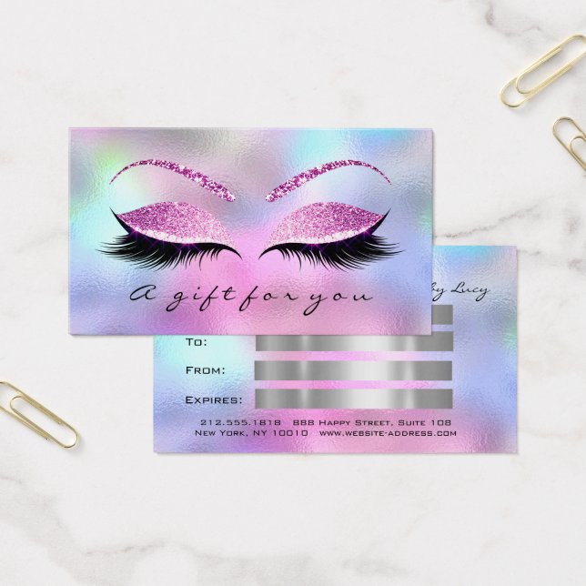 Gift Certificate Blue Pink Lash Extension Makeup (Office)