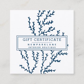 Gift Certificate Blue Seaweed Pattern  Ocean Theme