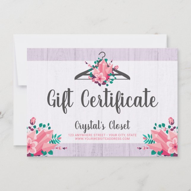 Gift Certificate Boho Floral Clothes Hanger Closet (Front)