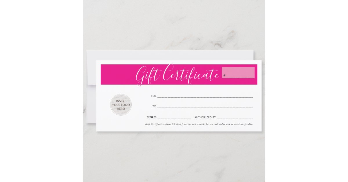 GIFT CERTIFICATE business voucher fuschia pink Invitation | Zazzle