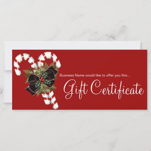 Gift Certificate Candy Canes  Dark Red Bow