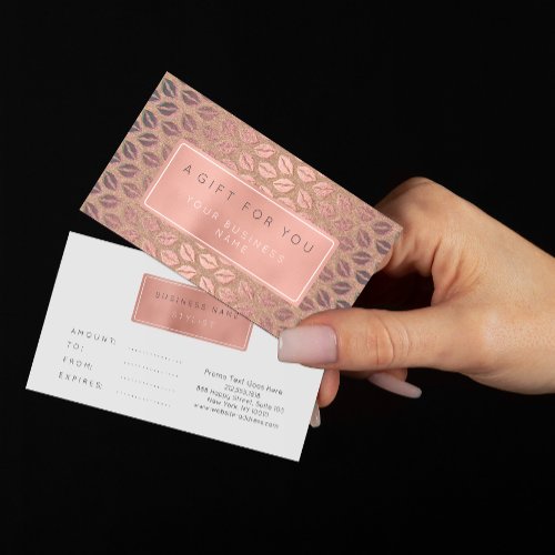Gift Certificate Card Customized Pink Rose Gold