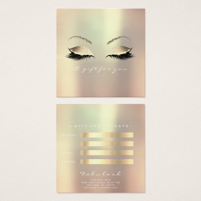 Gift Certificate Champaign Gold Lashes Makeup Eye (Front & Back)