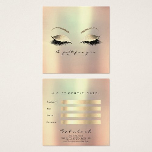 Gift Certificate Champaign Gold Lashes Makeup Glam