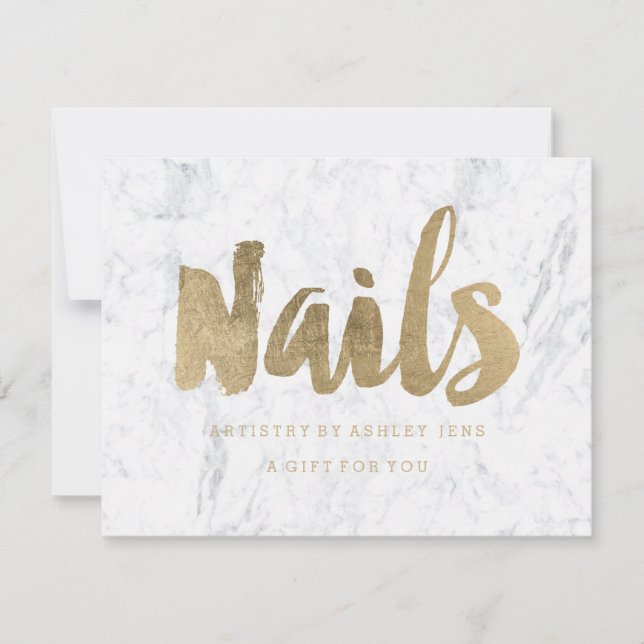 Gift certificate chic faux gold girly Nails marble (Front)