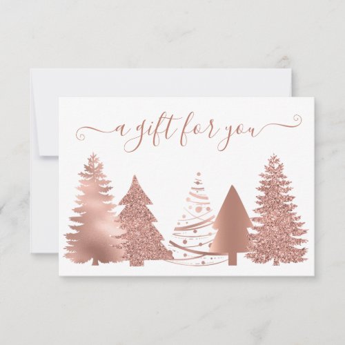 Gift Certificate Christmas Tree Rose Gold Invitation