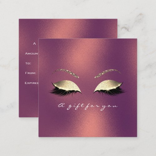 Gift Certificate Copper Gold Lashes Makeup Eye