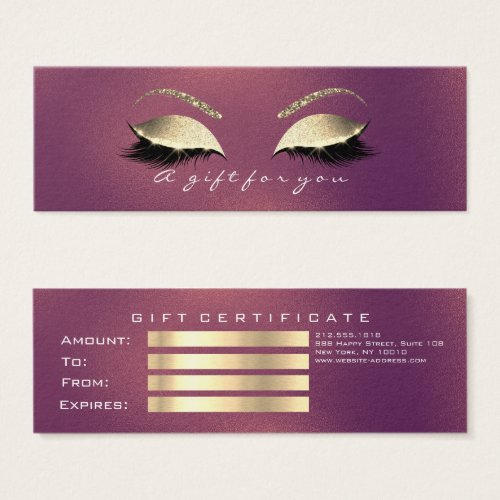 Gift Certificate Copper Rose Gold Lashes Makeup