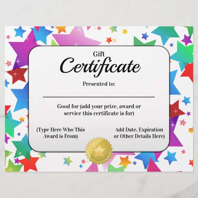 Gift Certificate Create a Customizable 8.5x11 (Front)
