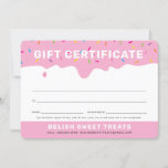 Gift Certificate Cute Frosting Drip Sprinkles Pink at Zazzle