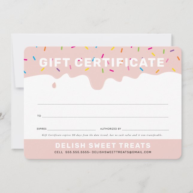 GIFT CERTIFICATE cute frosting sprinkles blush (Front)