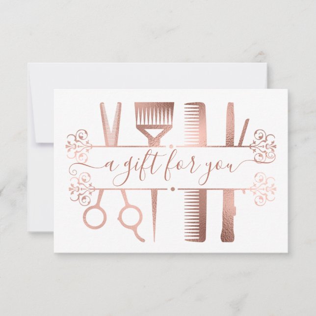 Gift Certificate Digital Rose Gold Scissors Foil Invitation (Front)