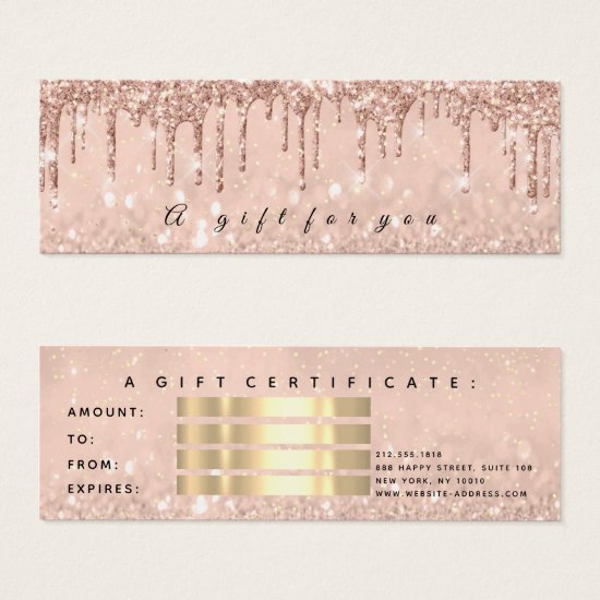 Gift Certificate Drips Rose Gold Makeup Small
