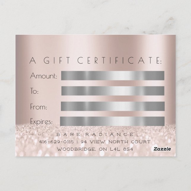 Gift Certificate Electrolysis Hair Removal Gray Postcard (Back)