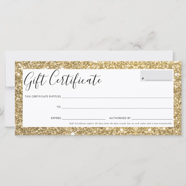 GIFT CERTIFICATE elegant chic glam gold glitter (Front)