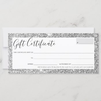Gift Certificate Elegant Chic Glam Silver Glitter by edgeplus at Zazzle