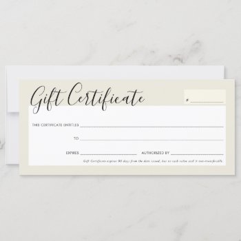 Gift Certificate Elegant Chic Ivory Rose Gold by edgeplus at Zazzle