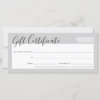 Gift Certificate Elegant Chic Pale Gray Rose Gold by edgeplus at Zazzle