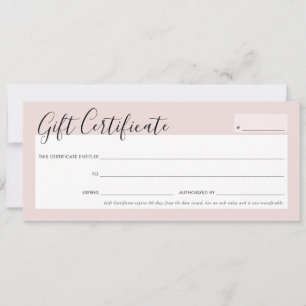 GIFT CERTIFICATE elegant chic pink rose gold Invitation