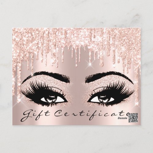 Gift Certificate Eyelashes Brows Makeup Glam Postcard