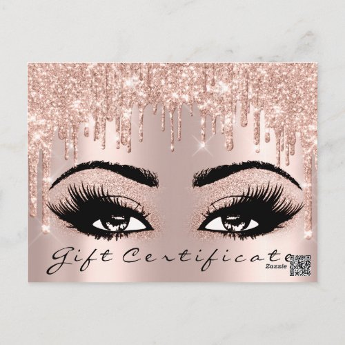 Gift Certificate Eyelashes Confetti Makeup Artist Postcard