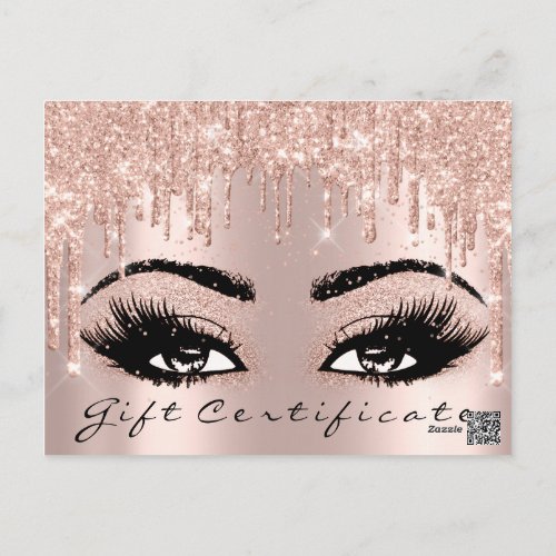 Gift Certificate Eyelashes Confetti Makeup Glam Postcard