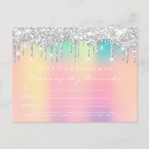 Gift Certificate Eyelashes Teal Makeup Holographic Postcard