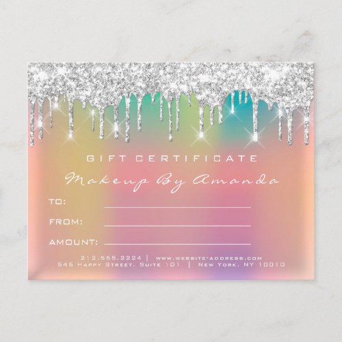 Gift Certificate Eyelashes Teal Makeup Ombre Gray Postcard