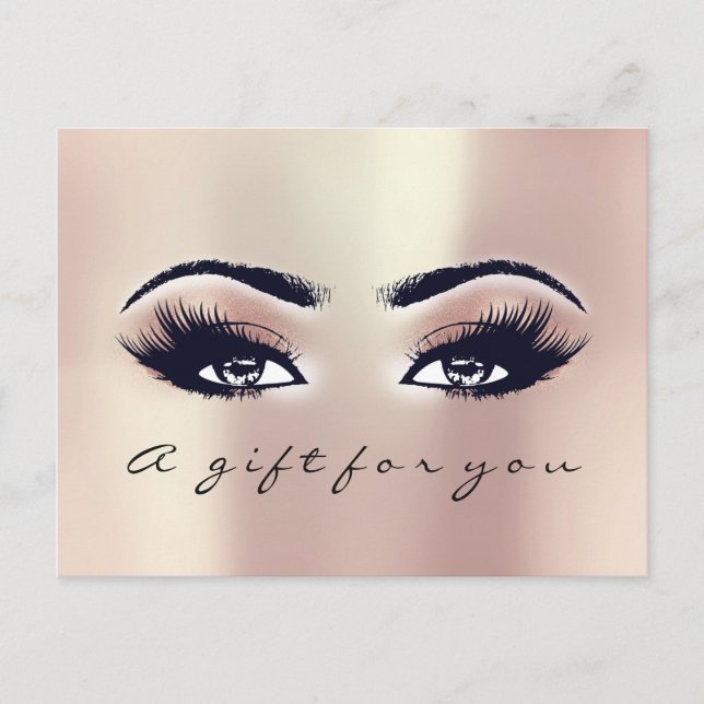 Gift Certificate Eyes Rose Gold Blush Makeup Postcard (Front)