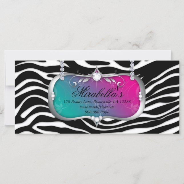 Gift Certificate Fashion Salon Jewelry Blue Pink (Front)