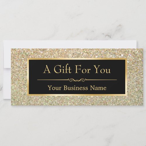 Gift Certificate Fashionable Gold Glitter Sparkles