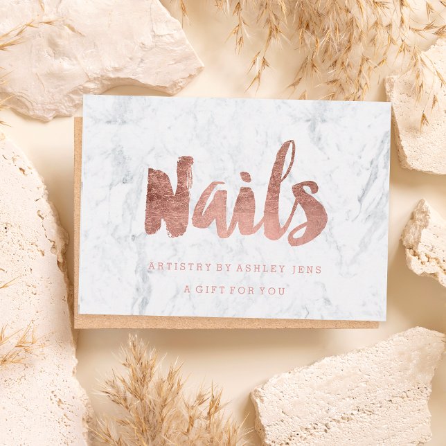 Gift certificate faux rose gold girly Nails marble (Creator Uploaded)