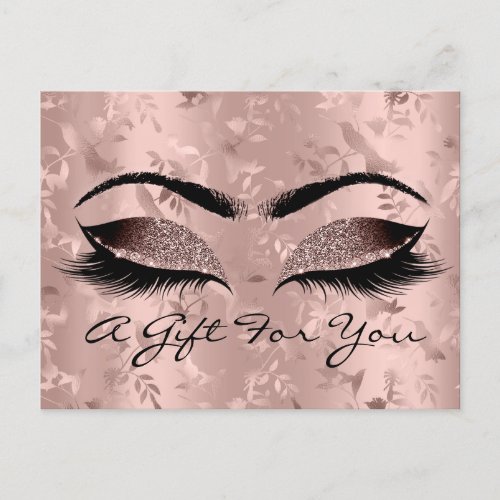 Gift Certificate Floral Rose Makeup Eyelash Postcard
