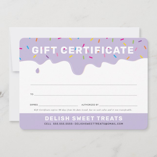 GIFT CERTIFICATE frosting color sprinkles lilac (Front)