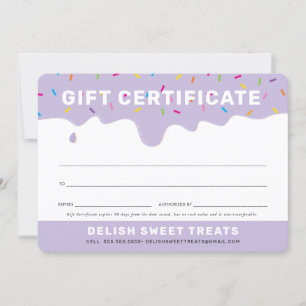 GIFT CERTIFICATE frosting color sprinkles lilac