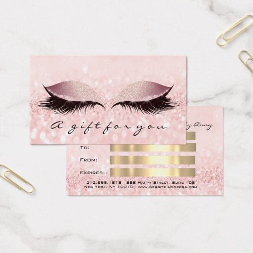 Gift Certificate Glitte Pink Lash Extension Makeup