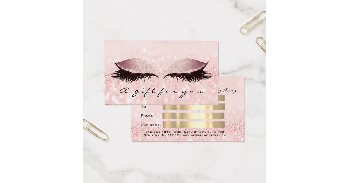 Gift Certificate Glitte Pink Lash Extension Makeup Zazzle
