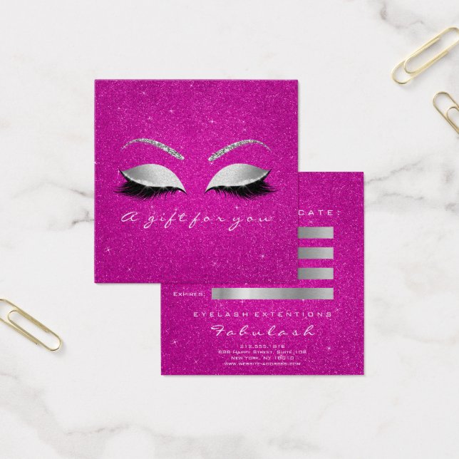 Gift Certificate Glitter Lash Gray Hot Pink Makeup (Office)