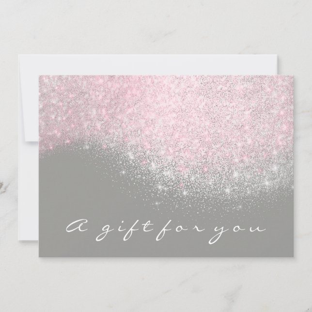 Gift Certificate Glitter Silver Gray Pastel Pink (Front)