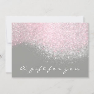 Gift Certificate Glitter Silver Gray Pastel Pink