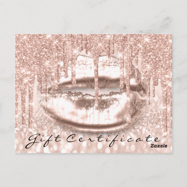 Gift Certificate Glitter Sparkly Kiss Lip Makeup Postcard (Back)