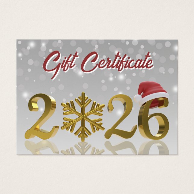Gift Certificate Gold Big 2026 New Year Gift Card (Front)