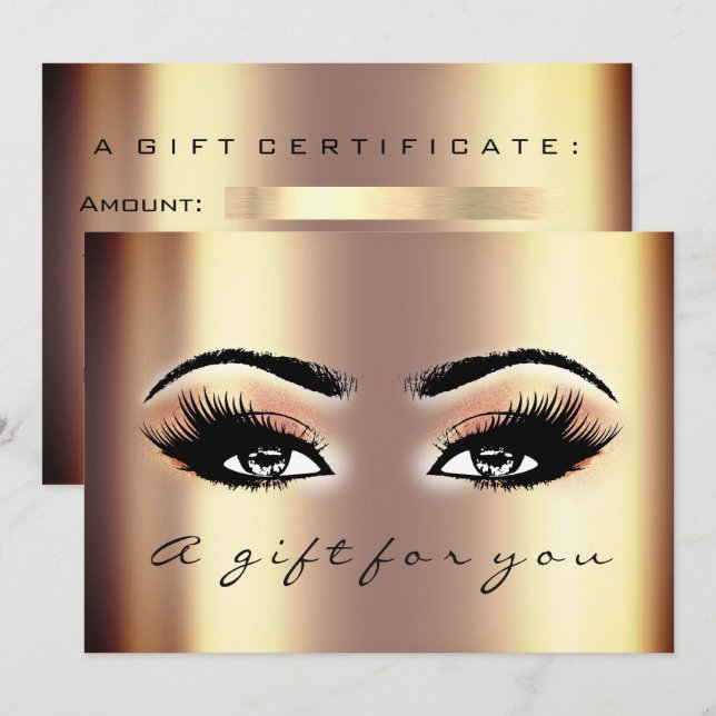Gift Certificate Gold Blush Lash Beauty Makeup Invitation (Front/Back)