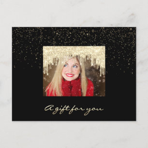 Gift Certificate Gold Drip Holidays Confetti Black Postcard