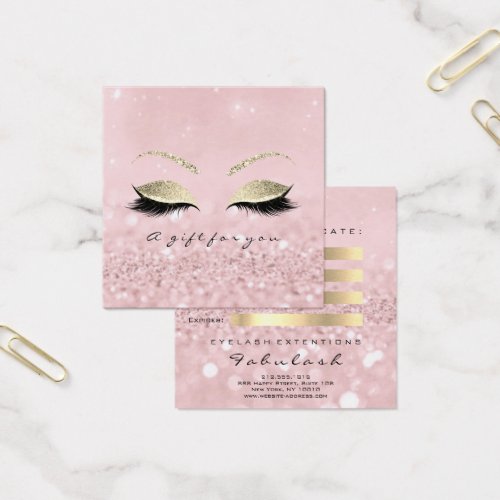 Gift Certificate Gold Glitter Lashes Pink Makeup