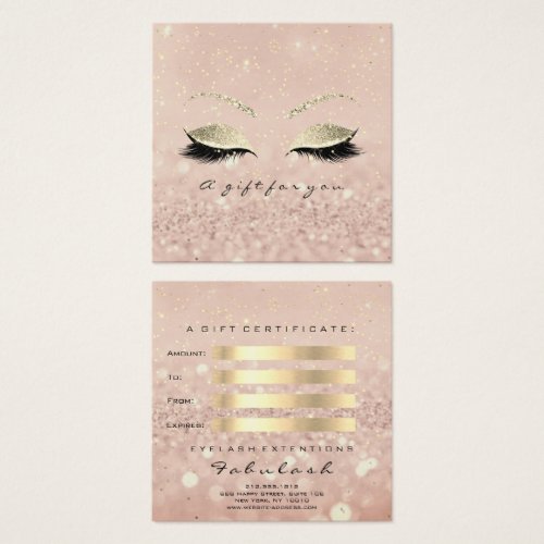 Gift Certificate Gold Glitter Lashes Skin Makeup