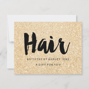 Gift certificate gold glitter sparkles hair script