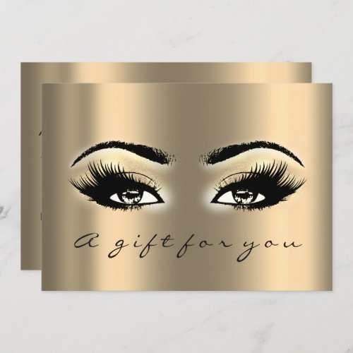 Gift Certificate Gold Lashes Beauty Makeup Invitation